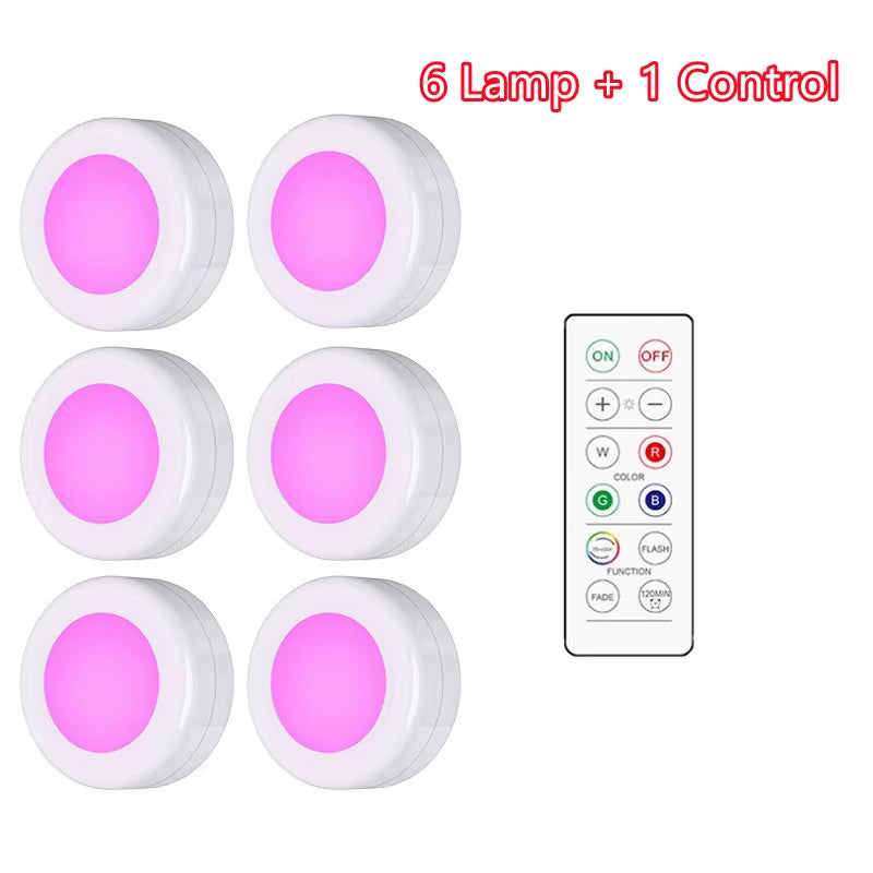 LED Light Puck Lights (Dimmable Battery Powered Lights with Wireless Remote Controls}