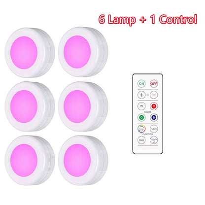 LED Light Puck Lights (Dimmable Battery Powered Lights with Wireless Remote Controls}