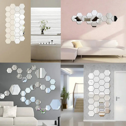 Hexagon 3D Mirror Wall Stickers (Multiple Sizes)