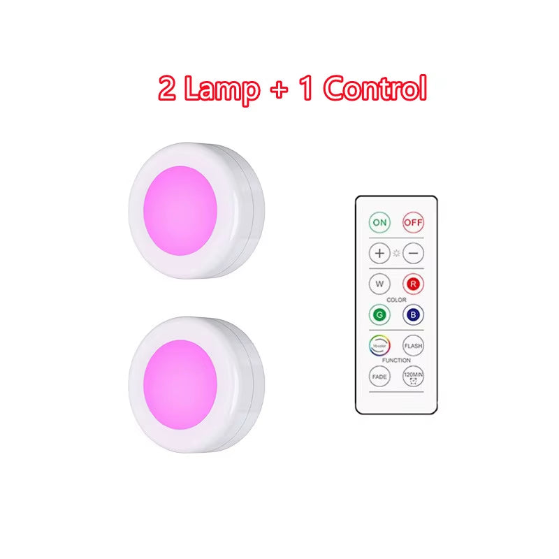 LED Light Puck Lights (Dimmable Battery Powered Lights with Wireless Remote Controls}