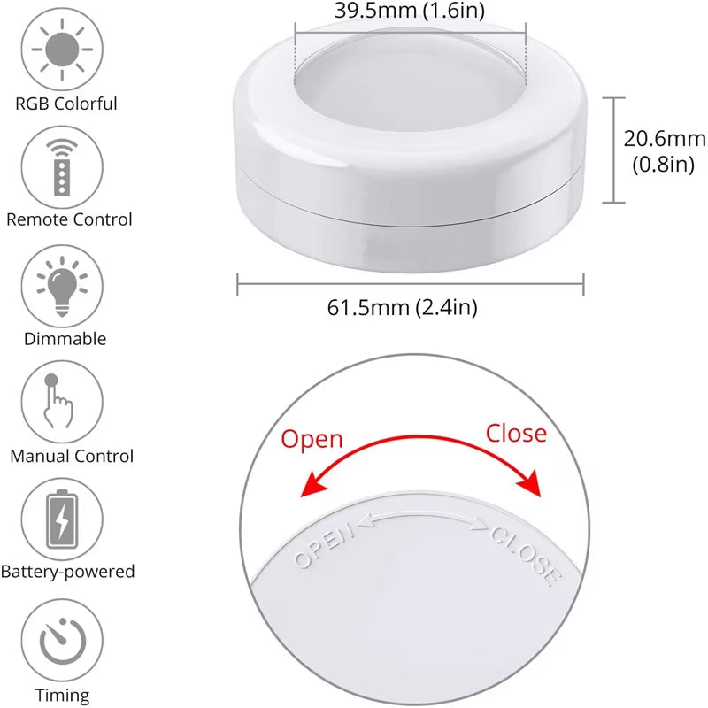 LED Light Puck Lights (Dimmable Battery Powered Lights with Wireless Remote Controls}