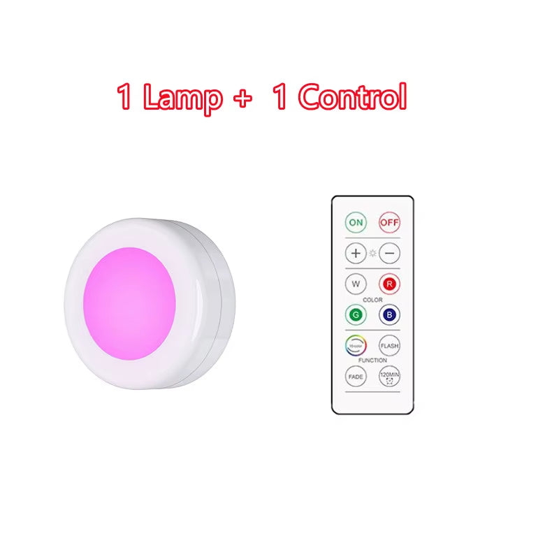 LED Light Puck Lights (Dimmable Battery Powered Lights with Wireless Remote Controls}
