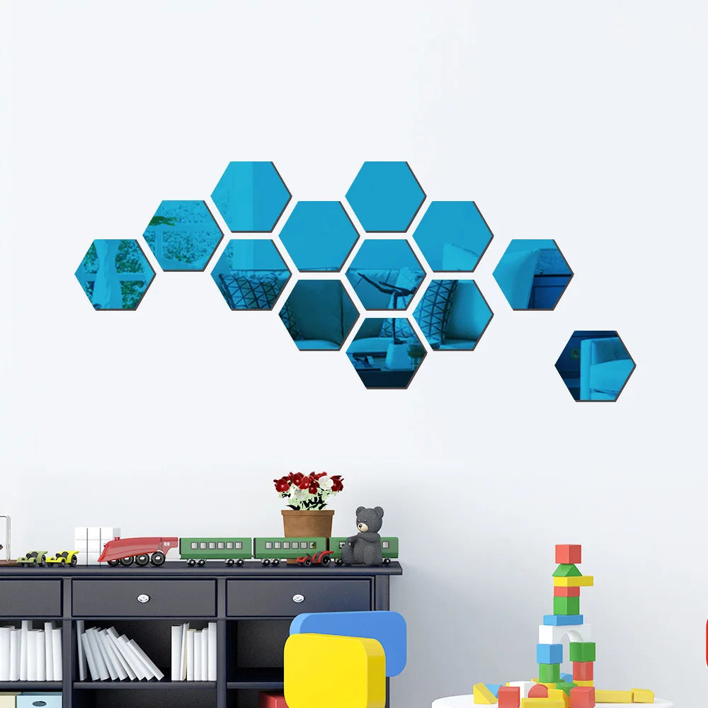 Hexagon 3D Mirror Wall Stickers (Multiple Sizes)