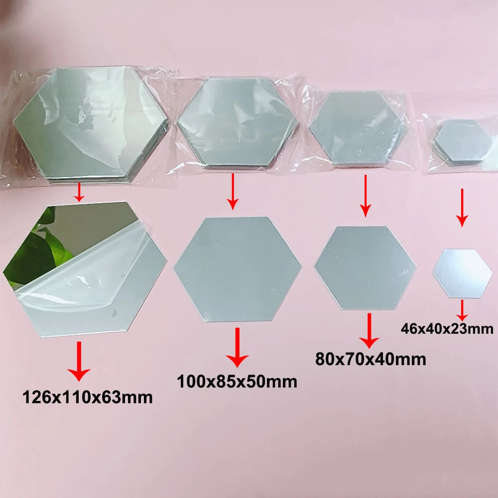 Hexagon 3D Mirror Wall Stickers (Multiple Sizes)