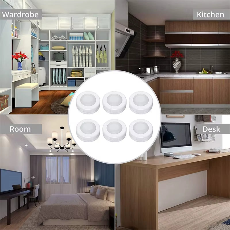 LED Light Puck Lights (Dimmable Battery Powered Lights with Wireless Remote Controls}