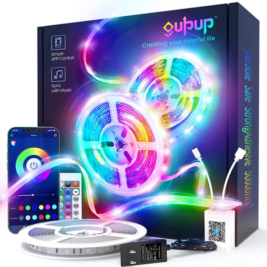 50 FT LED Strip Lights,Bluetooth LED Lights (App+Remote +Mic).