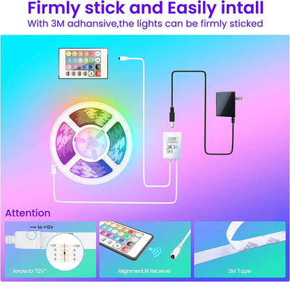 50 FT LED Strip Lights,Bluetooth LED Lights (App+Remote +Mic).