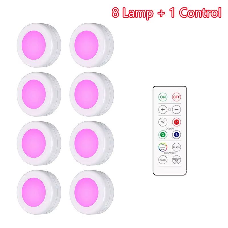 LED Light Puck Lights (Dimmable Battery Powered Lights with Wireless Remote Controls}