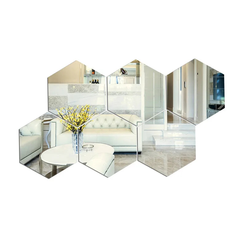 Hexagon 3D Mirror Wall Stickers (Multiple Sizes)