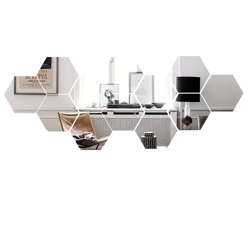 Hexagon 3D Mirror Wall Stickers (Multiple Sizes)