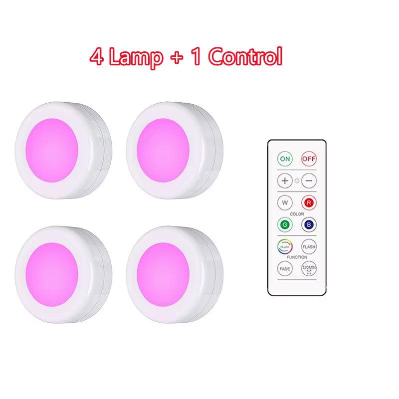 LED Light Puck Lights (Dimmable Battery Powered Lights with Wireless Remote Controls}