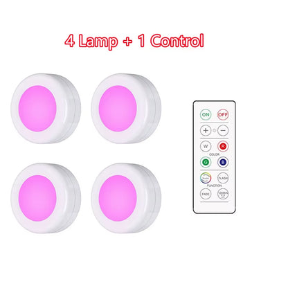 LED Light Puck Lights (Dimmable Battery Powered Lights with Wireless Remote Controls}
